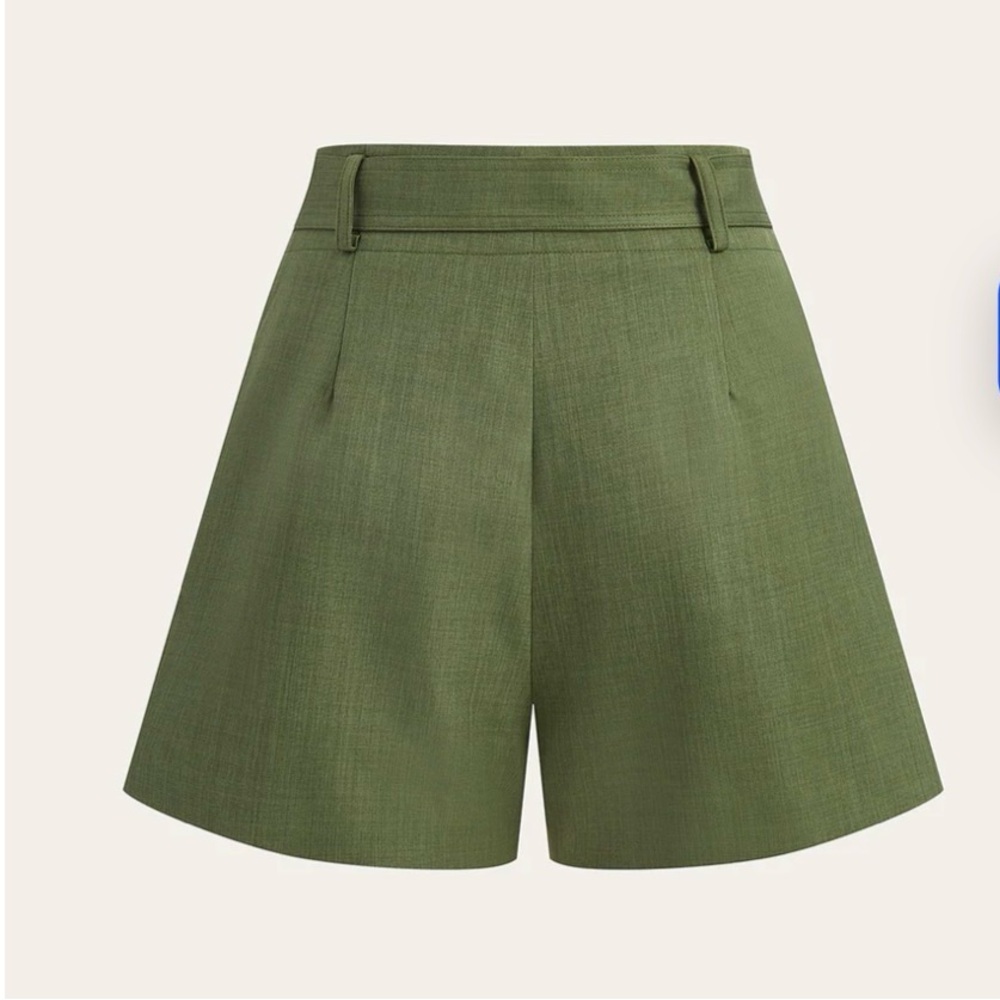 Commense High Waist Green Shorts with Belt - Picture 2 of 8